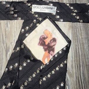 Dolce & Gabbana Black and White Floral Tie